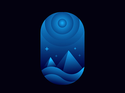 The Night beauty branding design icon illustration logo mountain night piramid vector wave