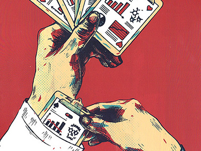 Card trick drawing illustration screen printing