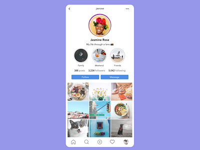 DailyUI #006 - User Profile (Instagram) app concept dailyui design instagram redesign sketch ui ux