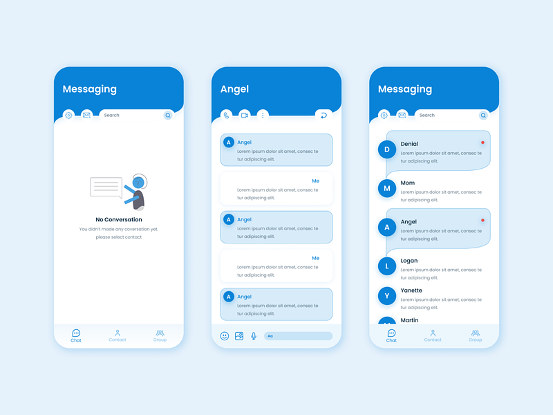 Message App UI Design by Sk Shihabul Islam ID: #5378191 on Dribbble