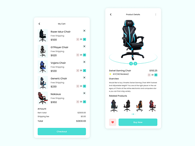 Gaming Chair App UI Design app app design design figma gaming gaming chair gaming chair app gaming chair stor gaming store graphic design product design store ui ui design uiux user interface user interface design ux