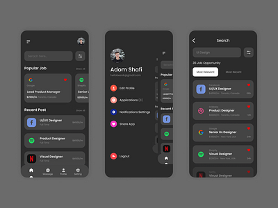 Job Finder App UI Design app app design design figma job job finder job finder app product design ui ui design uiux ux