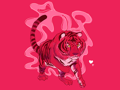 Sometimes my spirit animal is an insanely pink tiger animal hot pink illustration magenta painter pink tiger