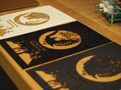 When the Clever Raven stole the moon bird cut fabrication fairytale geometric illustration laser cut raven sihouette