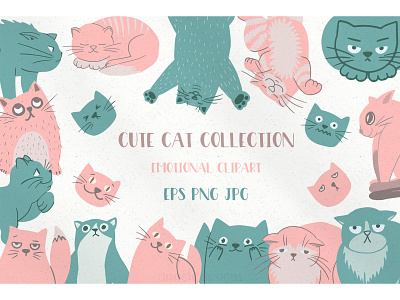Cute flat cats collection