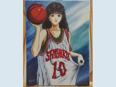 SLAMDUNK - Akagi Haruko art japanese manga oril painting painting slamdunk