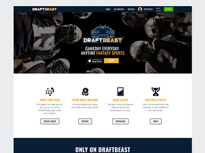 DraftBeast Landing Page design landing page ui web