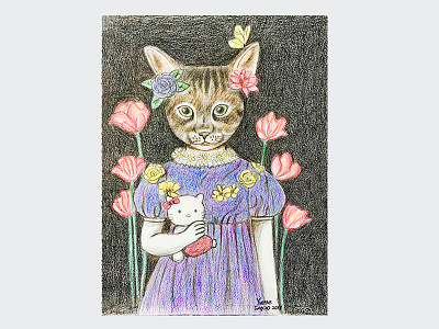 Yvette's drawing - Hello Kitty art cat colored kitty pencil