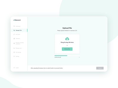 Dashboard Design - Manage LCA and Upload the LCA file admin application clean dashbaord dashboard ui design illustration interface manage minimal ui uiux upload upload file ux visual design web webpp website