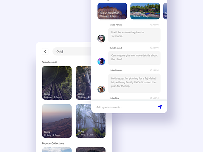 Search & public discussions app design chat clean conversation design discuss discussion discussions illustration interface minimal mobile plan search search results searching ui ux visual design web
