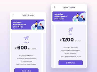 Premium subscription plan screen animation branding clean cleanui design illustration interface mobile app mobile app design mobile ui plans price list pricing pricing plan pricing table subscribe subscription ui ux visual design