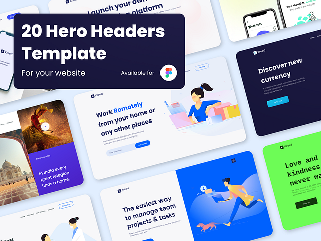 Kreed - 20 Hero Headers Template by Shreyash Barot on Dribbble