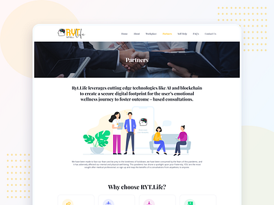 RYT.life - Partners page animation branding clean design illustration interface join us landing page mental health mental wellness partner partners ui uidesign ux web website well being why choose