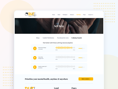 RYT.life - Self Help page audio branding calm clean design health care illustration interface mental mental health mental wellness music player self help selfcare therapy ui ux web website