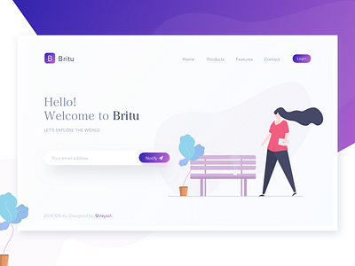 Britu - Landing Page design girl header home illustration interface landing page product ui ux web website welcome