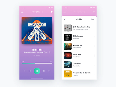 Music Player UI Exploration app clean design gradient interface iphonex minimal music music app play player