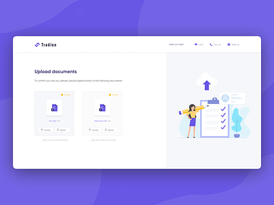 Step to upload documents to earn additional free trade positions animations clean design document gradient illustration interface kyc landing page motion stock stockmarket trade trading ui unlock ux web website website design