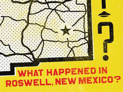 What Happened In Roswell, New Mexico? aliens design flying saucer halftone illustration map roswell space spaceship type type design typography ufo