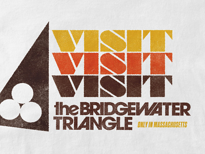 Visit the Bridgewater Triangle 80s audio drama design folklore halftone illustration retro tee type typography