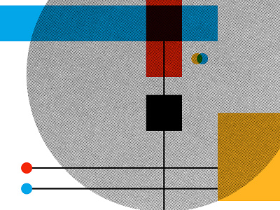 Radio Transmissions circles collage geometry halftone illustration lines primary colors squares