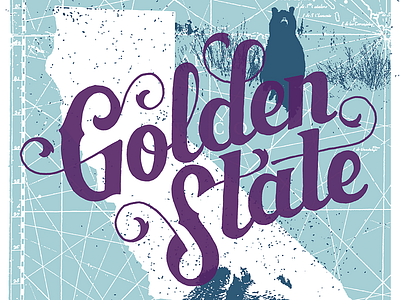 Golden State california golden hand lettering screenprint silkscreen state
