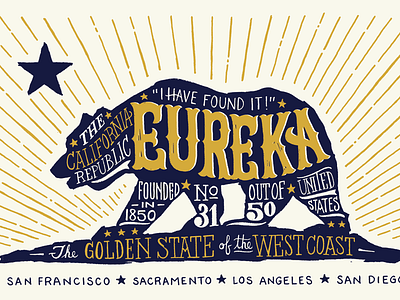Eureka bear california lettering