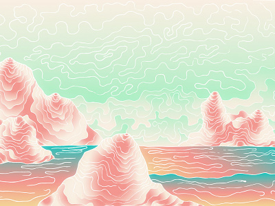Fantasy Island WIP gradient illustrator scenery wip
