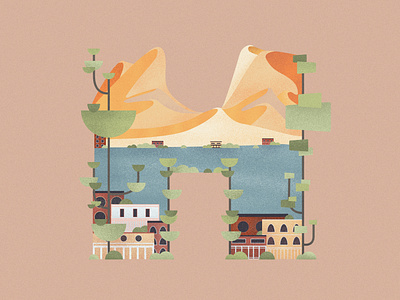 H is for Huacachina in Peru 36daysoftype design dribbble illustration illustration art lithuania
