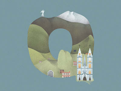 Q is for Quito in Ecuador 36daysoftype 36daysoftype07 dribbble ecuador illustration illustration art letters mountains