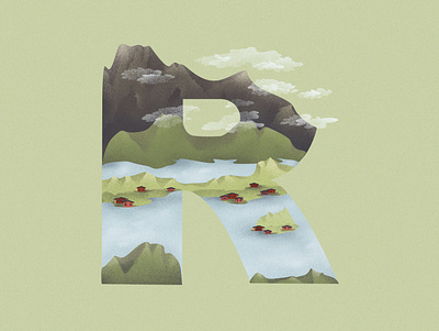 R is for Reine in Norway 36daysoftype 36daysoftype07 dribbble illustration illustration art norway type art typography