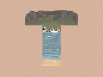 T is for Table mountain in South Africa 36daysoftype 36daysoftype07 africa dribbble illustration illustration art letter typography