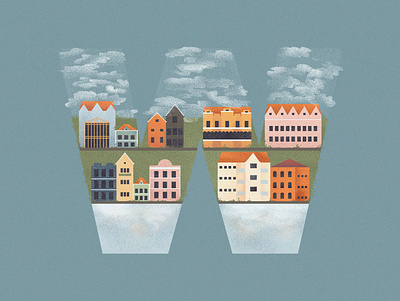 W is for Willemstad in Curaçao 36daysoftype 36daysoftype07 dribbble illustration art illustrations letter typography
