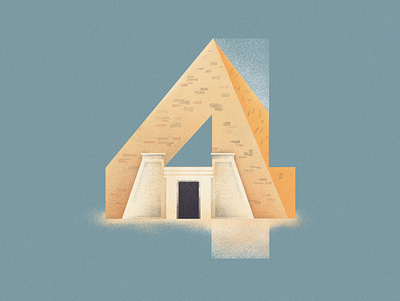 4 is for Nubian pyramids in Sudan 36daysoftype 36daysoftype07 dribbble illustration illustration art number pyramid