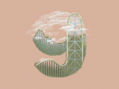 9 is for Kingda Ka in the Six Flags 36daysoftype 36daysoftype07 dribbble illustration illustration art number rollercoaster