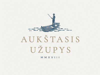 Aukštasis Užupys ai brand branding design gondola housing illustration logo logotype mark river vector vilnius