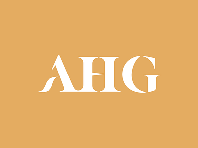 AHG brand branding clean custom type design flat gold identity letter logo logotype mark minimal serif type