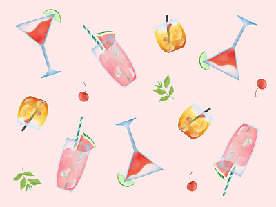 Summer cocktail pattern illustration