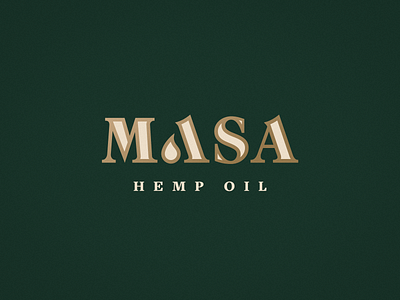 Masa Hemp Oil brand branding design drop gold green hemp identity logo logotype mark minimal oil