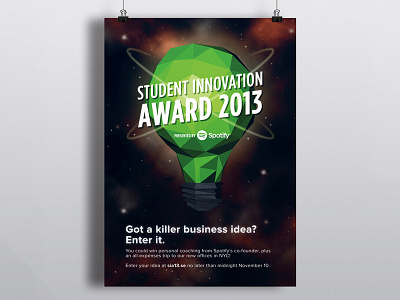 Student Innovation Awards. illustration low poly poster spotify