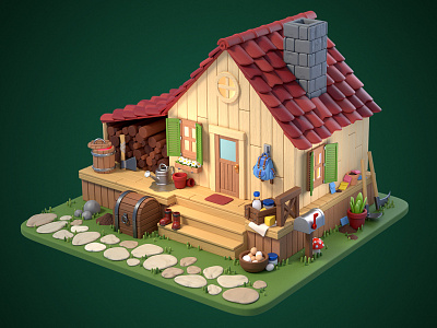 Farmer's house 3d 3dart 3dillustration blender3d diorama illustration