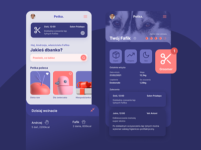 Mobile UI Concept – Petka 3d gradients interaction design mobile mobile app mobile ui nutrion pet ui
