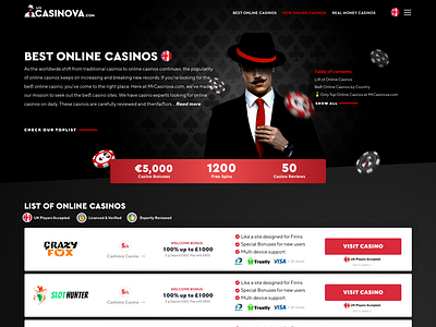 Mr.Casinova Casino Affilate Re-Design affiliate affiliate marketing casino casino affiliate casino design casino games casino online gambling gambling design
