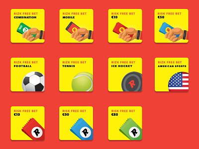 Rizk Sportsbook Free Bet Products Icons illustrator icon rizk sportsbook sports icon design sports ui design ui design ui design sportsbook