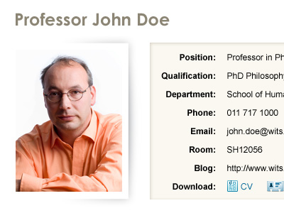 University Website - Staff Profile