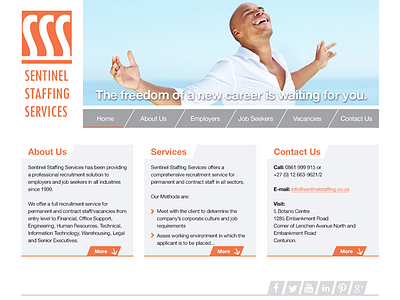 Sentinel Staffing Solutions - Home Page clean grey minimal orange responsive website white