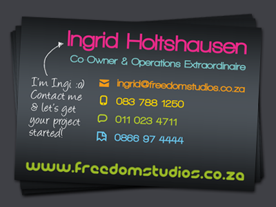 Freedom Studios Business Cards Back branding business cards colorful design print rainbow