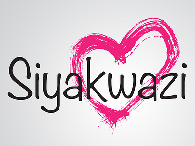 Siyakwazi Logo - 2 black brush charity heart logo non profit paint pink smear zulu