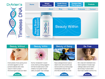 Timeless Dna - Homepage aqua blue clean dna health homepage simple website wellness