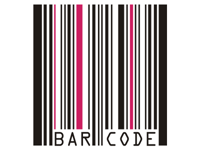 Barcode black designer fashion handbags logo modern pink simple