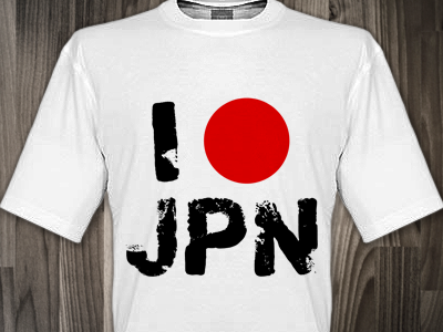 I Love Japan black bold dot heart japan red t shirt tshirt white